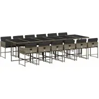 vidaXL 13-delige Tuinset met kussens poly rattan grijs