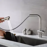 Auralum Max Keuken Kraan Chroom - Keukenkraan met Uittrekbare Uitloop - Met uittrekbare handdouche - 2 straalsoorten - 360° Draaibaar - RVS