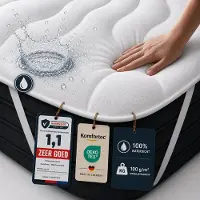 Komfortec Waterdichte Matrasbeschermer 120x200 cm met 4 Hoekelastieken - Gewatteerde Topdekmatras - Ademend - Niet-Krakend - Incontinentie Onderlegger – Wit