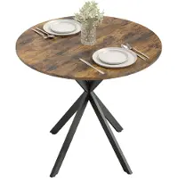 HOMCOM Eettafel-Spaanplaat, staal-80L x 80B x 75H cm-Rustiek bruin