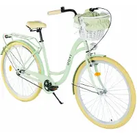 DaviBikes Lila – Stadsfiets – 28 inch – 1 versnelling – Terugtraprem/V-brake – Lage instap – 160-185 cm – Groen/Creme