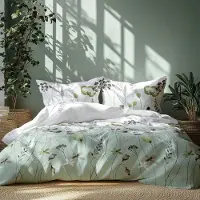 Satin d'or Zizi Dekbedovertrek - Lits-jumeaux - 240x200/220 cm - Dustygreen