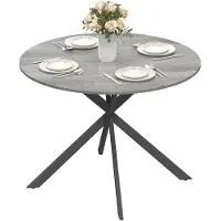 HOMCOM Eettafel-Spaanplaat, Staal-100L x 100B x 75H cm-Grijs
