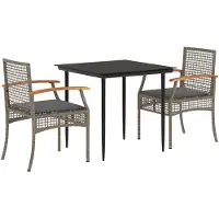 vidaXL 3-delige Tuinset met kussens poly rattan grijs