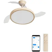 Create - Plafondventilator 40W stil met intrekbare bladen met licht - Ø108cm - Zand - WIFI + afstandsbediening - WIND CLEAR STUDIO