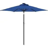 vidaXL Parasol met LED's en stalen paal 225x225x212 cm azuurblauw