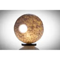 Design lamp Handgemaakte tafellamp woonkamer slaapkamer Donut full shell white capiz parelmoer schelp 40 cm