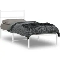 vidaXL Bedframe met hoofdbord metaal wit 90x200 cm