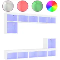 vidaXL 8-delige Tv-wandmeubelset met LED-verlichting bewerkt hout wit