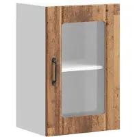 vidaXL Keukenbovenkast met glazen deur Lucca oud houtkleurig