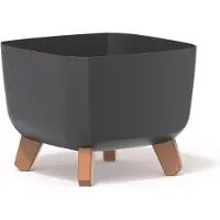 Prosperplast Gracia - Vierkante Bloempot met Afneembare Poten - 24x24x18,7cm - Antraciet