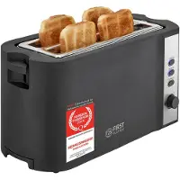 TZS First Austria Broodrooster - Toaster - 7 Warmteniveaus - Long-slot - 4 Sneden - 1500W - Zwart
