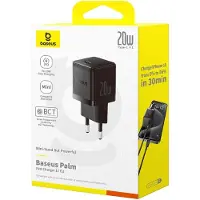 Baseus Palm Sneloplader USB-C, 20W, EU-stekker, zwart