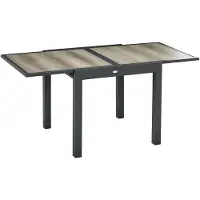 Outsunny Gartentisch Aluminium, Kunststoff Beige+Grau