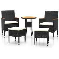 vidaXL 5-delige loungeset voor de tuin, van zwart kunststof riet