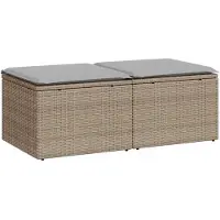 vidaXL 2-delige tuinmeubelset met kussens, beige, polyrotan, acaciahout