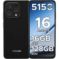 Doogee N55 - Smartphone - 16 GB RAM + 128 GB ROM（2TB/TF） - 6.56 inch + 90Hz IPS - 4G Dual SIM - 5150mAh - Android 16 - 5G WiFi - Face ID - GPS - Widevine L1 - Zwart