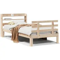 vidaXL Bedframe met hoofdbord massief grenenhout 90x200 cm