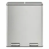 Songmics Afvalscheidingsprullenbak - 60L Duo Vakken, Stijlvol & Praktisch, met Pedaalbediening, Zilver + Zwart