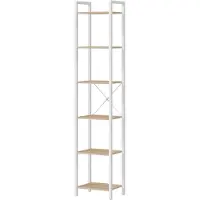 Vasagle Boekenkast met meerdere open vakken, Natuurlijk Beige + Mat Wit