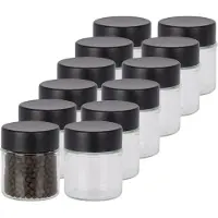 Excellent houseware Kruidenpotjes - 12x stuks - 50 ml - glas - met rvs deksel - luchtdicht