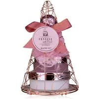 Accessori geschenk set huidverzorging - body lotion , badzout - spons - kerstboom