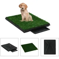 vidaXL Huisdierentoiletten 2 st met bak en kunstgras 63x50x7 cm groen