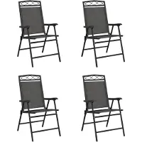 vidaXL - Opklapbare - stoelen, - 4 - stuks, - gemêleerd - grijs, - staal - en - Textilene.