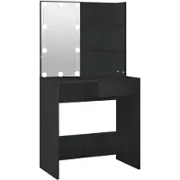 vidaXL Schminktafel met LED-verlichting, zwart, 74,5 x 40 x 141 cm