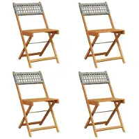 vidaXL Opklapbare stoelen, 4 stuks, grijs, van polyrotan en massief hout.