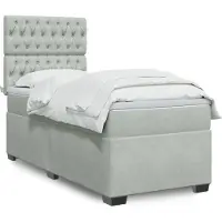 vidaXL Boxspring met matras fluweel lichtgrijs 90x190 cm