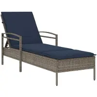 vidaXL Ligbed met kussen grijs 63x200x81 cm poly rattan