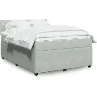 vidaXL Boxspring met matras fluweel lichtgrijs 140x190 cm