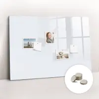 Tulup Glassboard - Kleur: donkerwit Magneetbord - 100 cm x 70 cm - Memo Bord - Moderne Wanddecoratie - Magnet Board Wit - Gratis 5 Sterke Magneten - Magnetic Board - Magnetisch Bord Kind