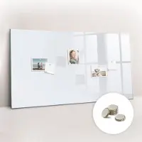 Tulup Glassboard - Kleur: donkerwit Magneetbord - 120 cm x 60 cm - Memo Magneetbord - Scandinavisch Design Bord - Memobord Glas Wit - Gratis 5 Sterke Magneten - Magneetbord Foto - Memobord Magnetisch