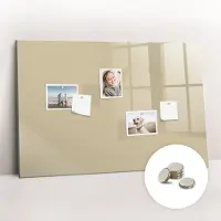 Tulup Glassboard - Beige kleur Magneetbord - 90 cm x 60 cm - Magnetic Board - Scandinavisch Design Bord - Memobord Keuken Beige - Gratis 5 Sterke Magneten - Magneetbord Keuken - Magnetisch Wandbord