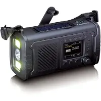 Lenco PDR-055BK - Noodradio met DAB+/FM, ASA, 10.000 mAh powerbank en zaklamp - Opladen mogelijk via zonne-energie en handzwengel - Zwart