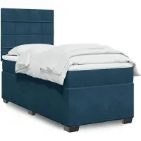vidaXL Boxspring met matras fluweel blauw 90x200 cm