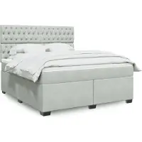 vidaXL Boxspring met matras fluweel lichtgrijs 180x200 cm