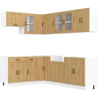 vidaXL 11-delige Keukenkastenset Lucca bewerkt hout artisanaal eiken