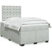 vidaXL Boxspring met matras fluweel lichtgrijs 120x200 cm