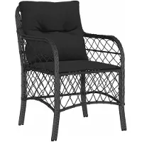 vidaXL 3-delige bistroset met kussens, zwart, polyrotan