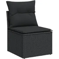 vidaXL 4-delige tuinmeubelset met kussens, zwart, polyrotan