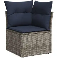 vidaXL 8-delige tuinmeubelset met kussens, grijs, polyrotan