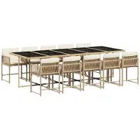 vidaXL 11-delige Tuinset met kussens poly rattan beige