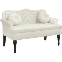vidaXL Bankje met kussens 120,5x65x75 cm fluweel crèmekleurig