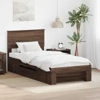 vidaXL Bedframe met hoofdeinde Bruin Eiken 80 x 200 cm Bewerkt hout