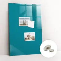 Tulup Glassboard - Zeekleur Magneetbord - 40 cm x 60 cm - Magneetbord Keuken - Minimalistisch Prikbord - Memobord Magnetisch Maritiem - Gratis 5 Sterke Magneten - Magneetbord Design - Memo Magneetbord
