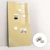 Tulup Glassboard - Crème kleur Magneetbord - 60 cm x 120 cm - Memo Magneetbord - Scandinavisch Design Bord - Memobord Glas Romig - Gratis 5 Sterke Magneten - Magneetbord Foto - Memobord Magnetisch