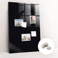 Tulup Glassboard - Zwarte kleur Magneetbord - 60 cm x 90 cm - Magnetisch Bord - Industrieel Wandbord - Magneetbord Foto Zwart - Inclusief Gratis Magneten - Memo Bord - Magneetbord Design